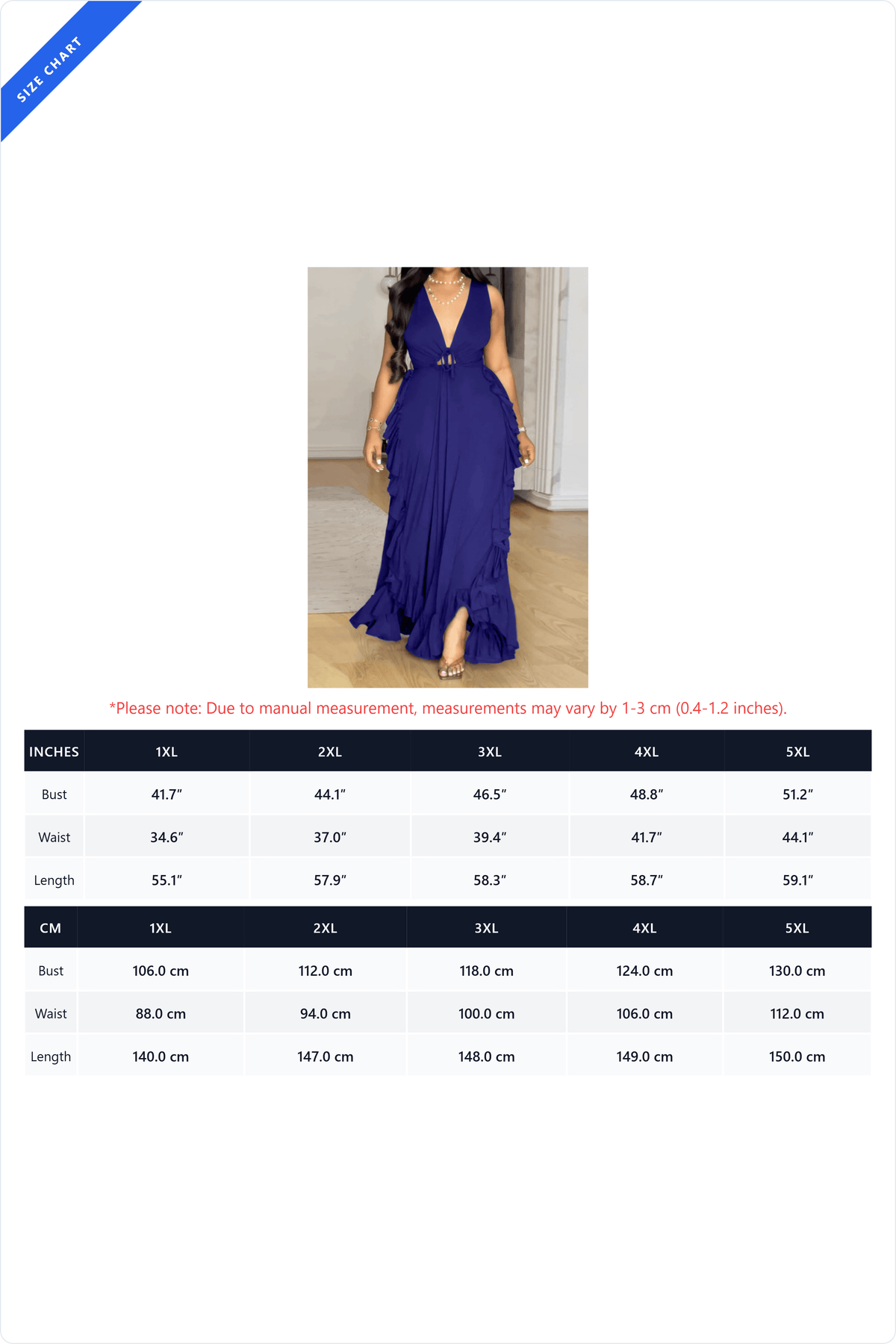 Plus Size Ruffle V-Neck Maxi Dress