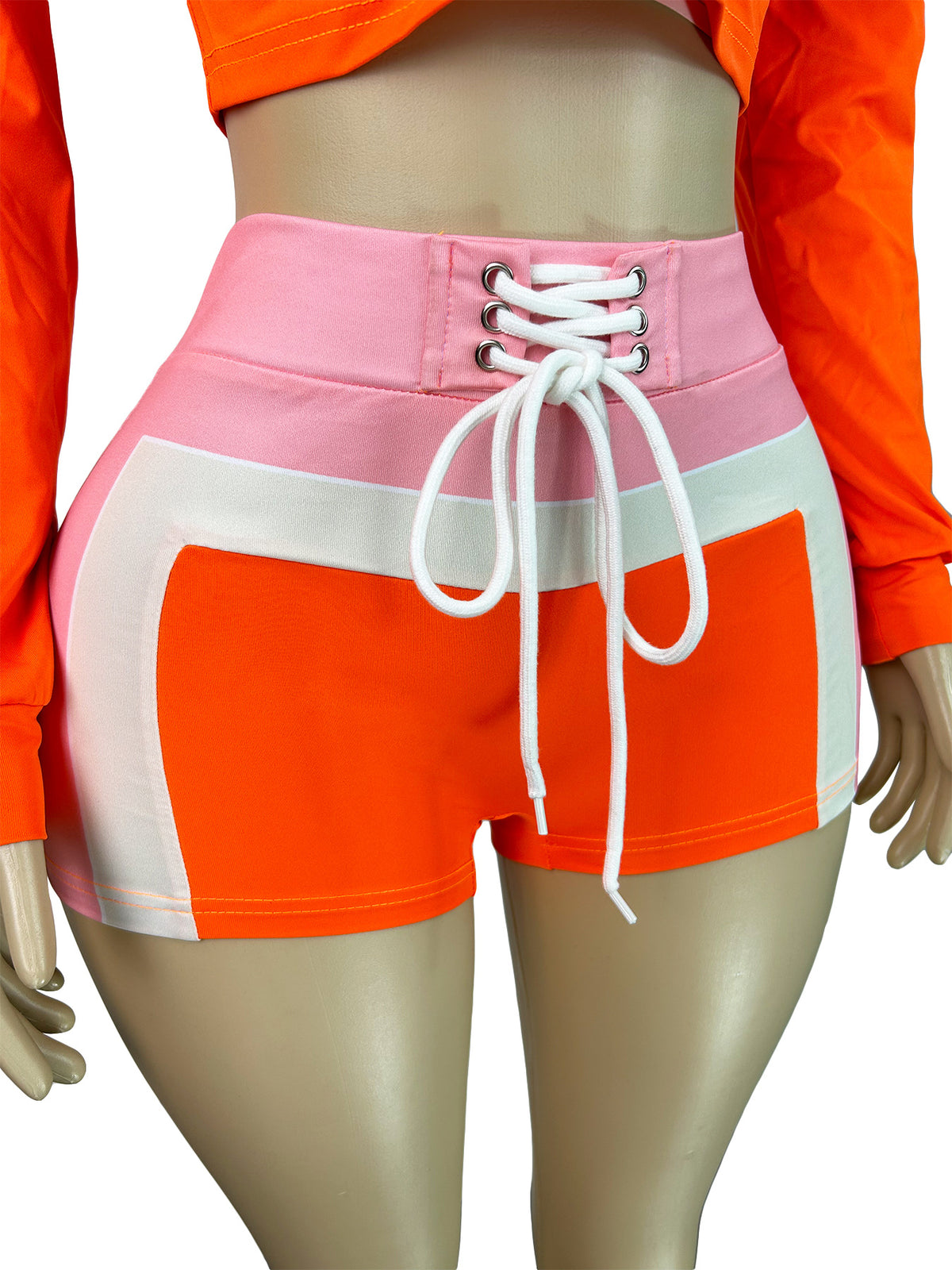 Printed Tie Front Crop Top and Shorts Set