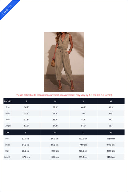 Sleeveless Drawstring Denim Utility Jumpsuit