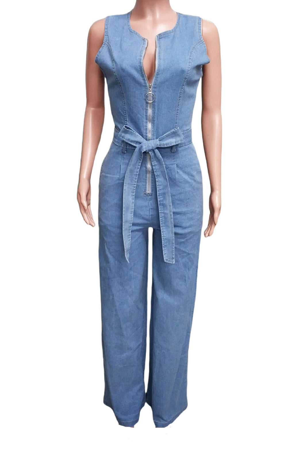 Zipper Up Sleeveless Jumpsuit