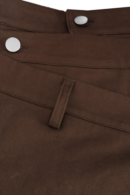 High-Waist Asymmetric Wrap Wide Leg Pants