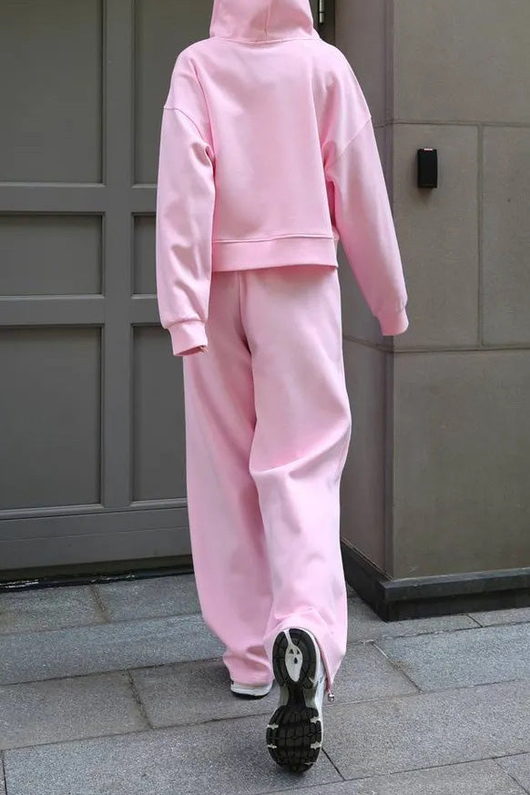 Hooded Zip Sweatshirt & Drawstring Pants Set