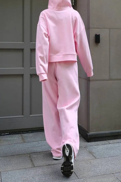 Hooded Zip Sweatshirt & Drawstring Pants Set