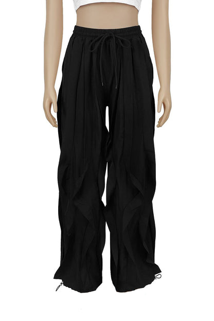 Pleated Wide Leg Casual Pants