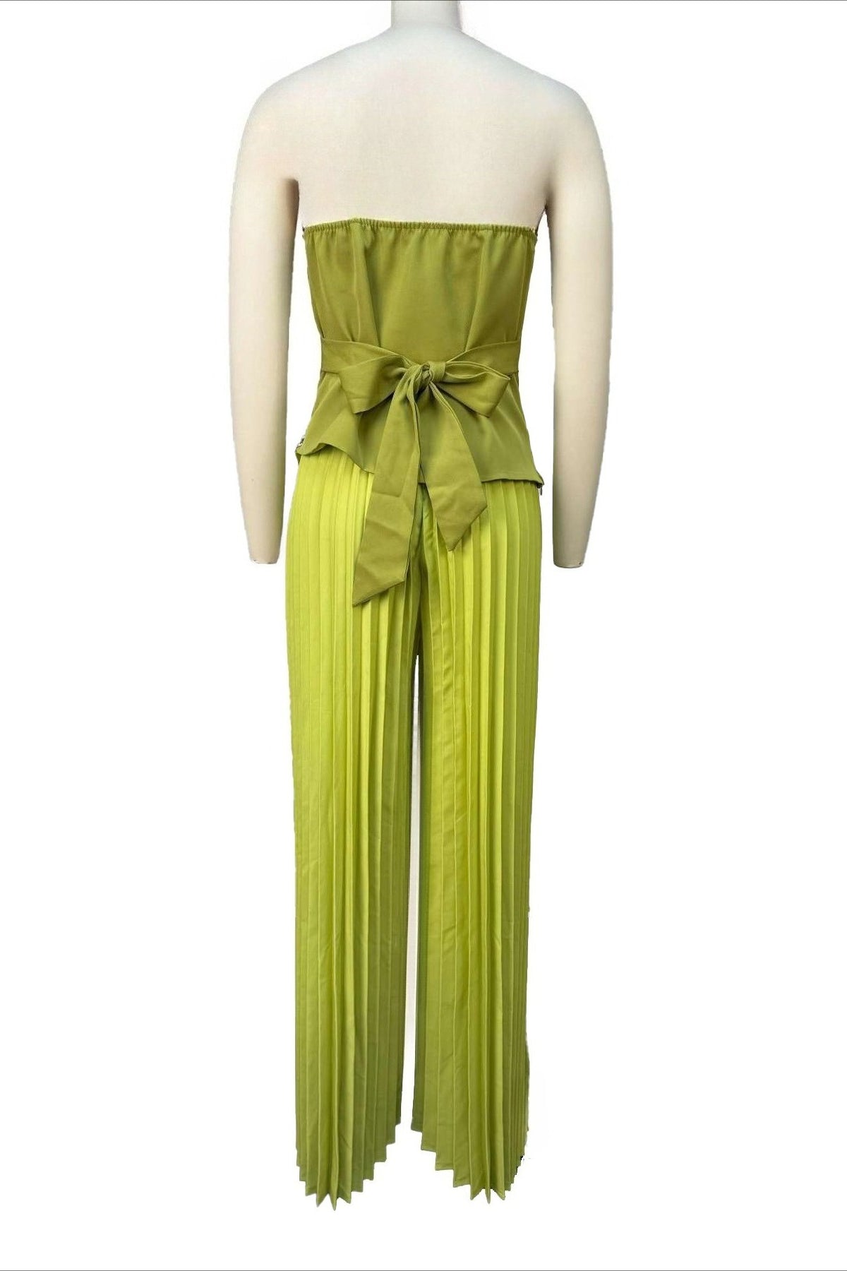 Strapless Rhinestone Top & Pleated Pants Set