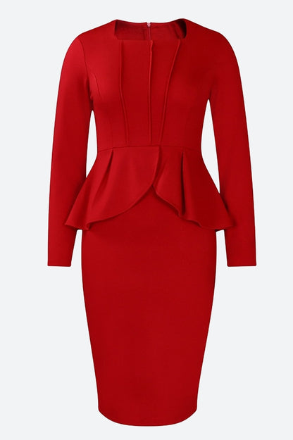 Structured Peplum Midi Dress