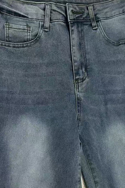 Wide Cuffed Straight Jeans