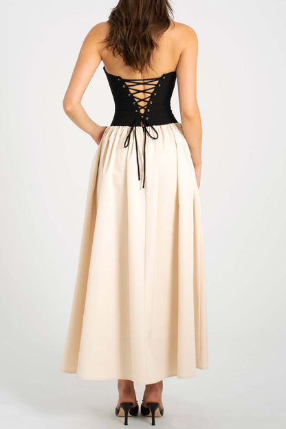 Colorblock Strapless Sleeveless Dress