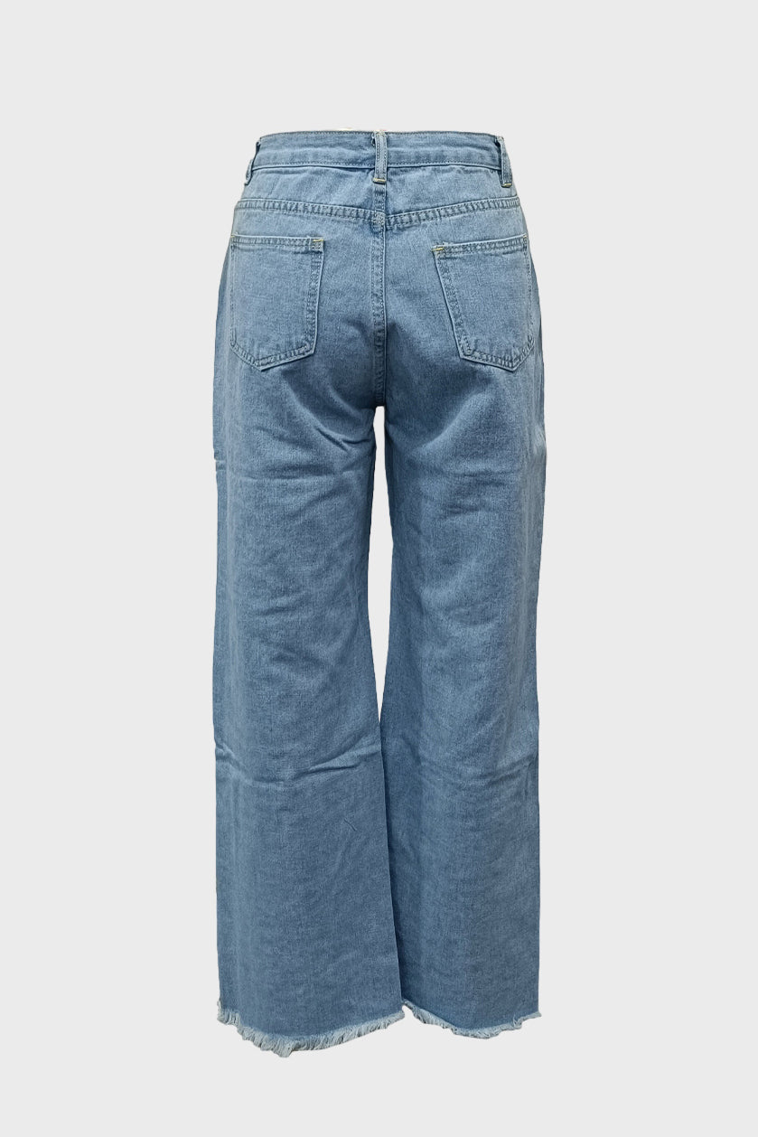 Chic Ripped Straight Leg Jeans