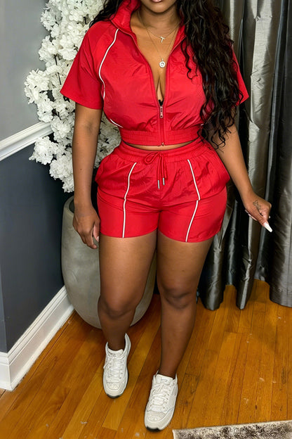 Contrast Piping Zip-Up Track Set