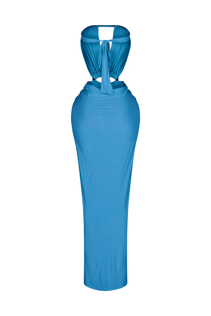 Cutout Ruched High Slit Maxi Dress