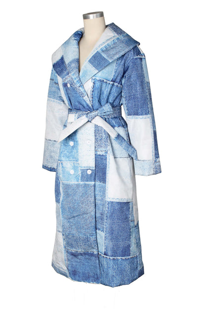 Denim Trench Puffer Coat