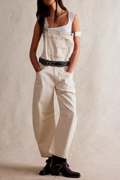 Vintage Washed Loose Fit Overalls Jumpsuit
