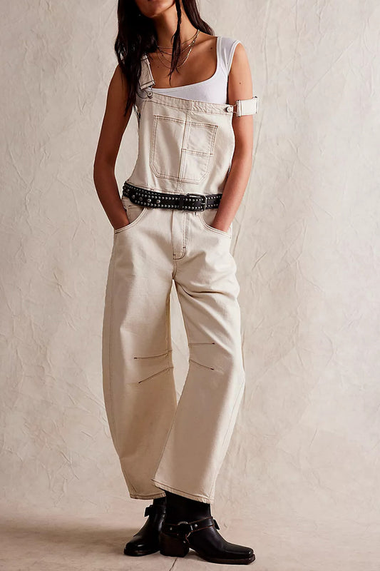 Vintage Washed Loose Fit Overalls Jumpsuit
