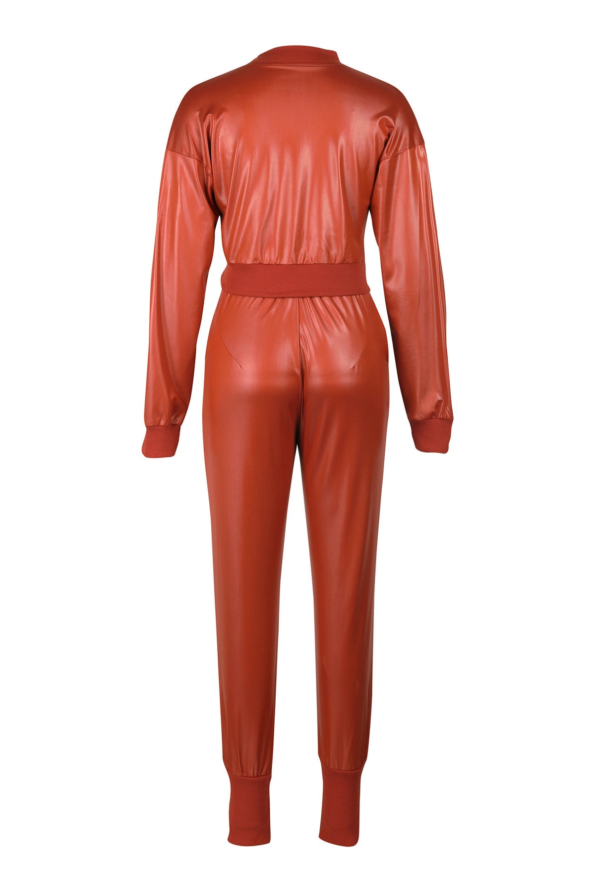 2-Piece Cutout Faux-Leather Bomber & Jogger Set