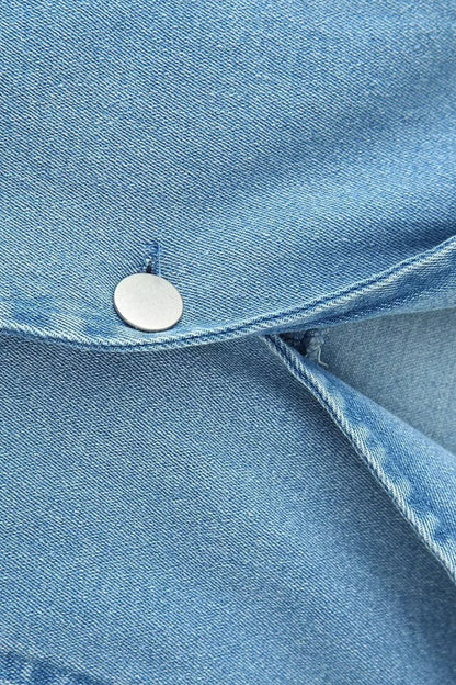 Slim Light Blue Denim Button Maxi Dress