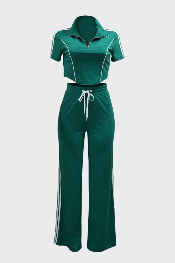 Stripe Zip Top And Pants Set