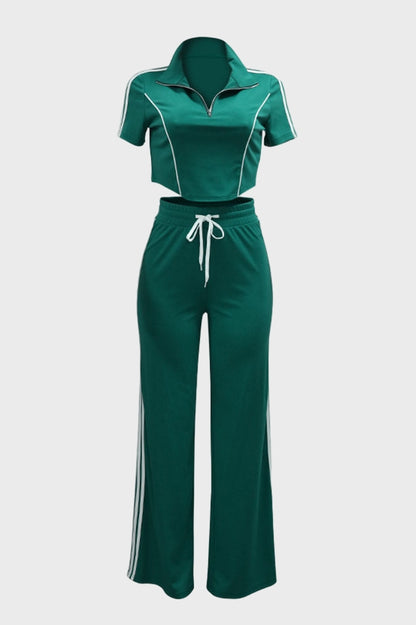 Stripe Zip Top And Pants Set
