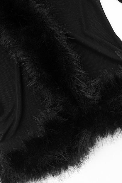 Fur Patchwork Mesh Cardigan