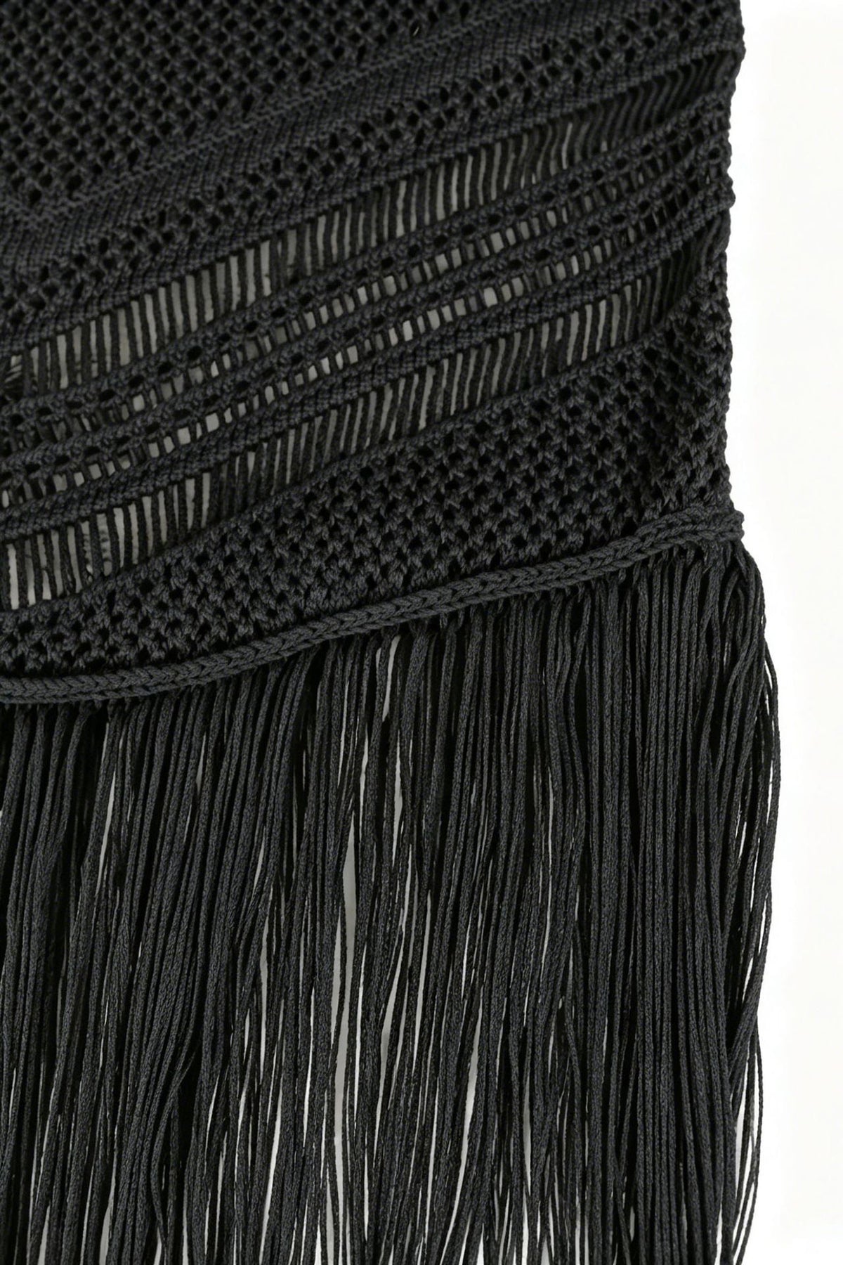 Strapless Crochet Fringe Maxi Dress