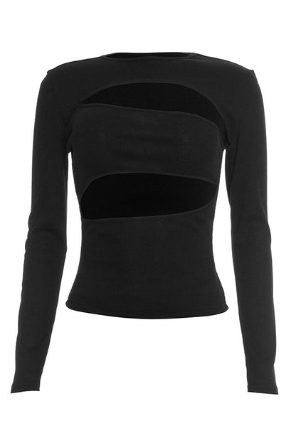 Cutout Long-Sleeve Top & Capri Pants Set