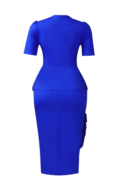 Asymmetrical Button Peplum Skirt Set
