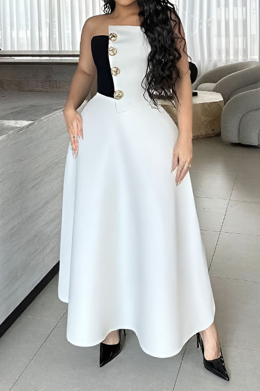 Colorblock Tube Top and A-Line Skirt Set