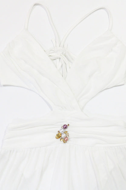 V-Neck Backless Sheer Jumpsuit