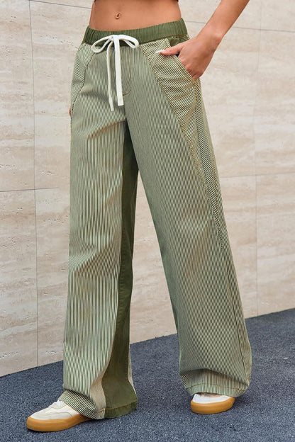 Casual Colorblock Loose Straight Pants