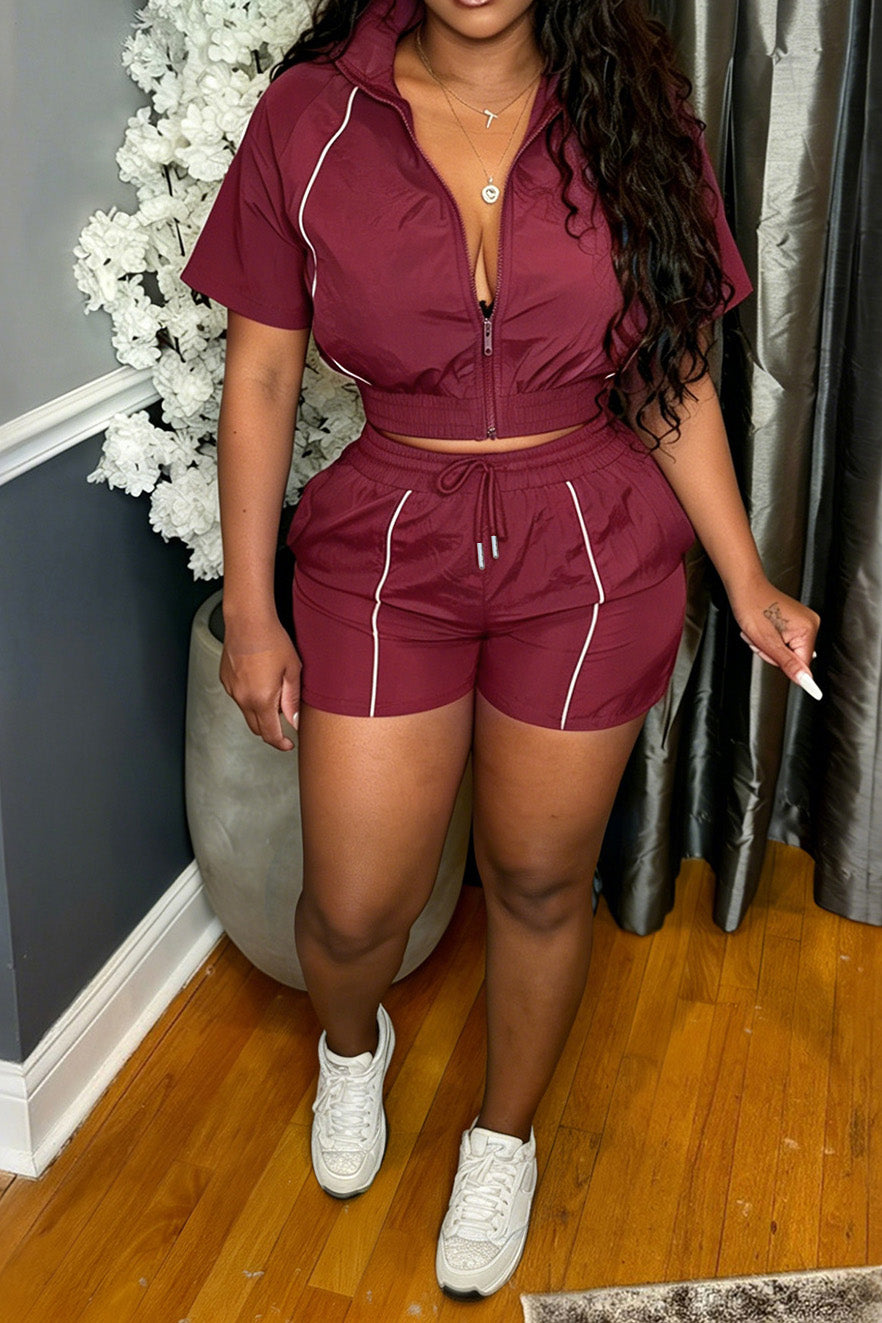 Contrast Piping Zip-Up Track Set