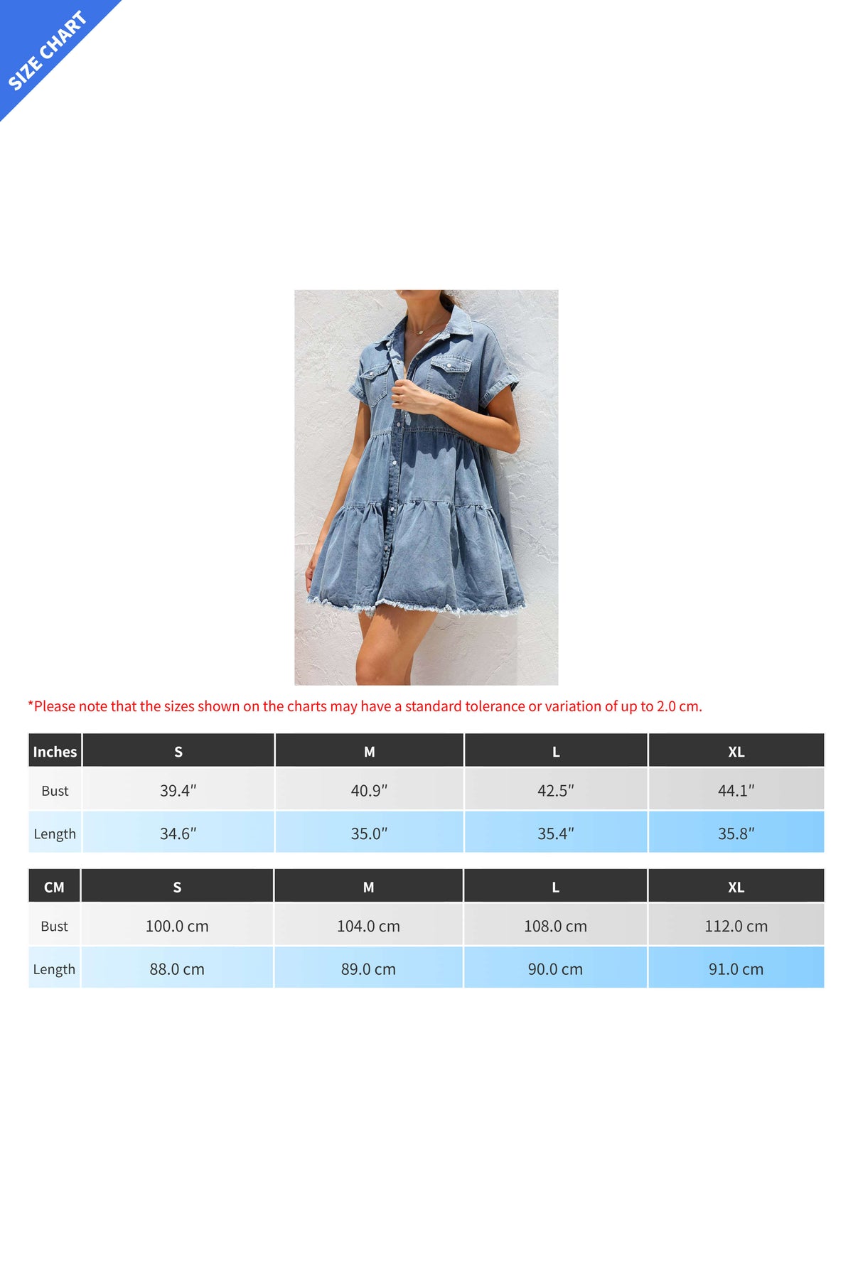 Raw Hem Short Sleeve Denim Dress