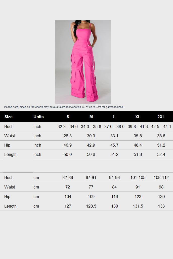 Spaghetti Strap Cargo Jumpsuit