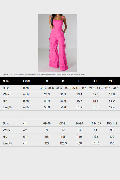 Spaghetti Strap Cargo Jumpsuit