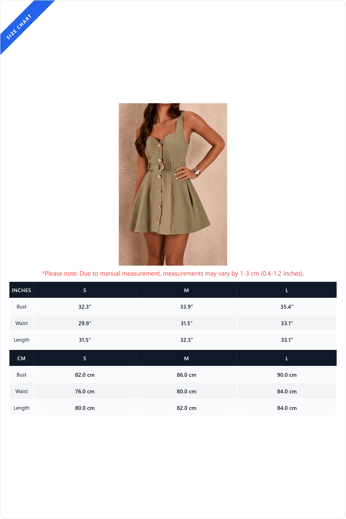 Belted Button-Front A-Line Dress