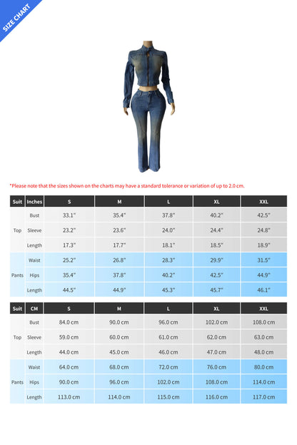 Stretch Long Sleeve Flare Pants Set