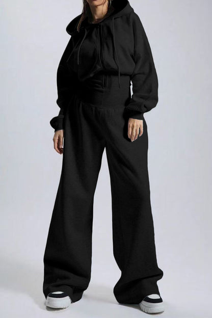 Hooded Drawstring Wide Leg Jumpsuit