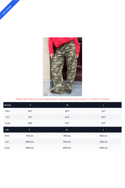 Camo Wide Leg Cargo Pants