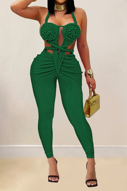 Casual Halter Backless Jumpsuit