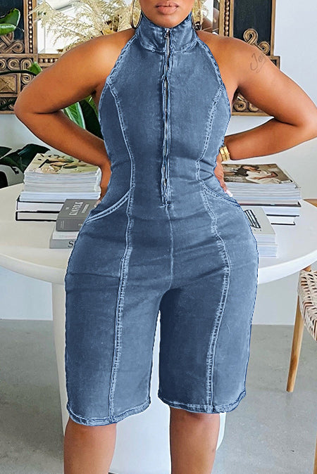 Sleeveless Denim Romper