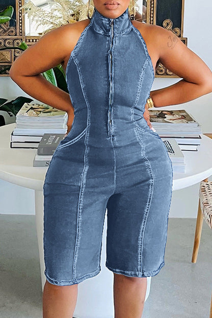 Sleeveless Denim Romper