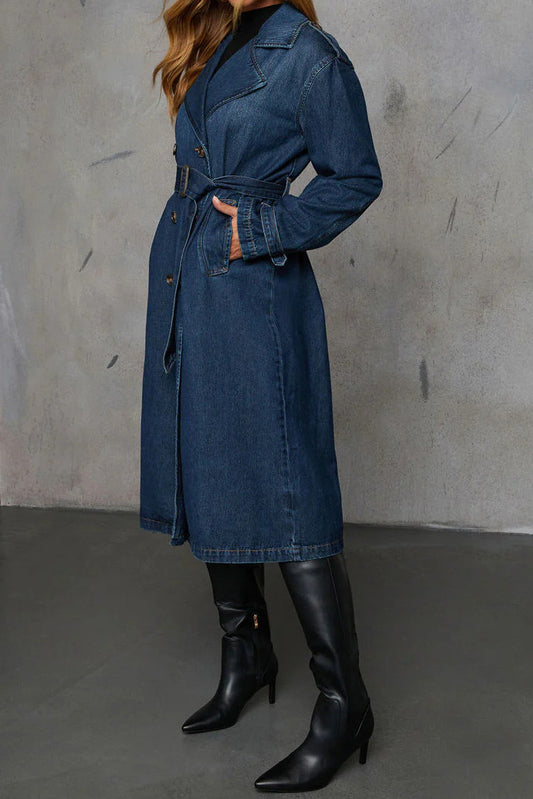 Belted Denim Trench Coat