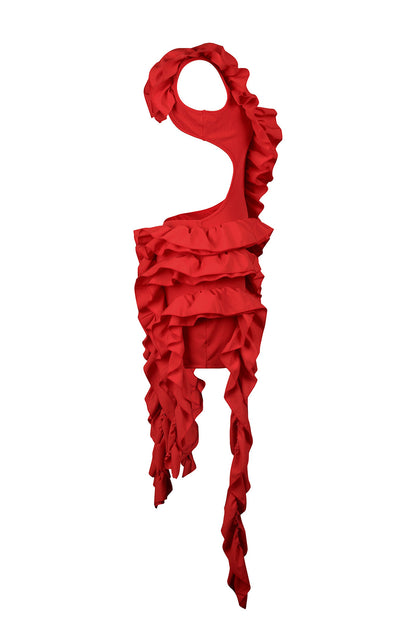 Backless Ruffle Tiered Cutout Mini Dress