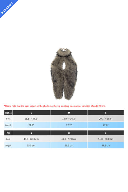 Faux Fur Halter Front Slit Fuzzy Top