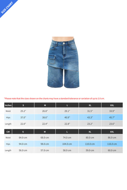 Layered Baggy Denim Skort Shorts