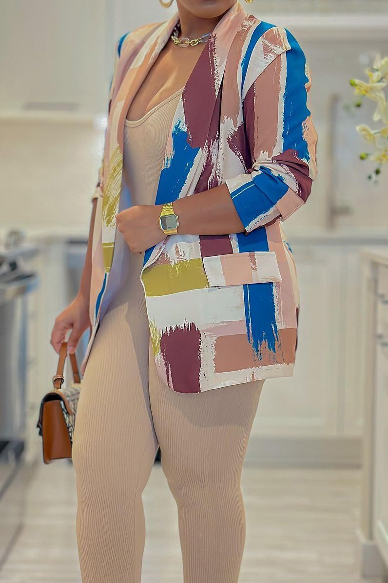 Fashion Floral Casual Suit Jacket