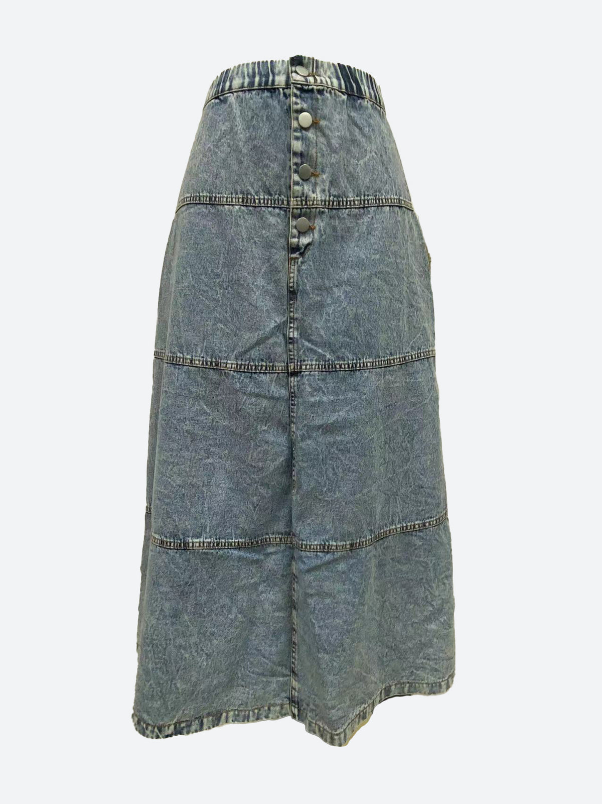 Bohemian A Line Stitching Denim Skirt