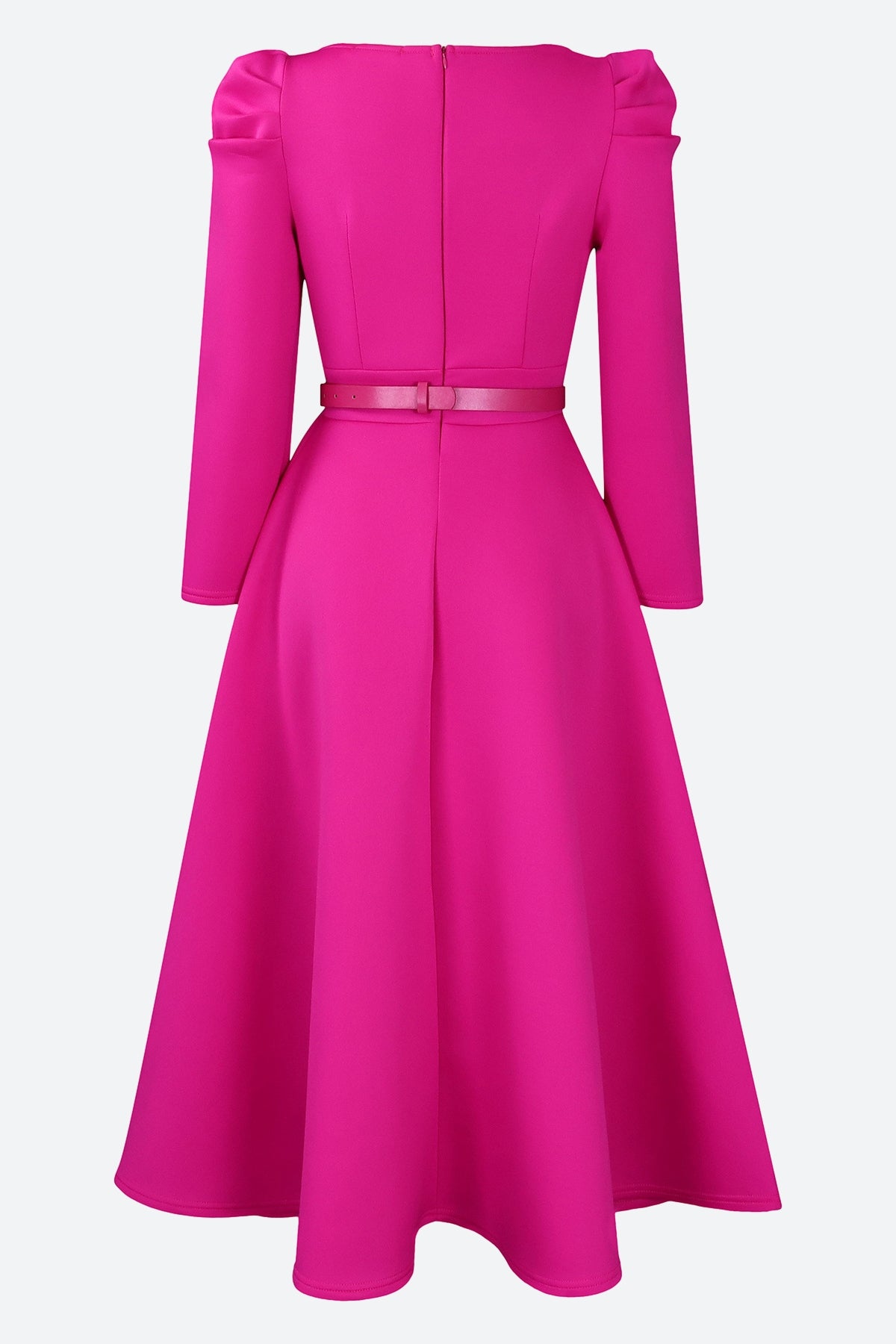 Puff Sleeve Elegant Pleated A-Line Dress