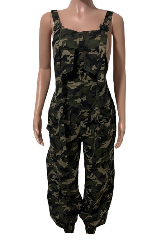 Camouflage Print Baggy Cargo Jumpsuit