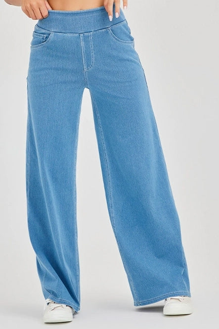 High-Stretch Wide Leg Yoga Jeans