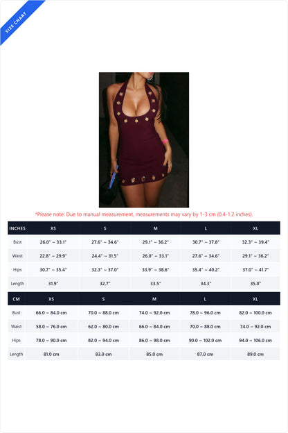 Eyelet Halter Backless Mini Dress